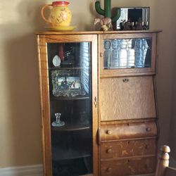 Antique Golden Tigeroak Secretary desk