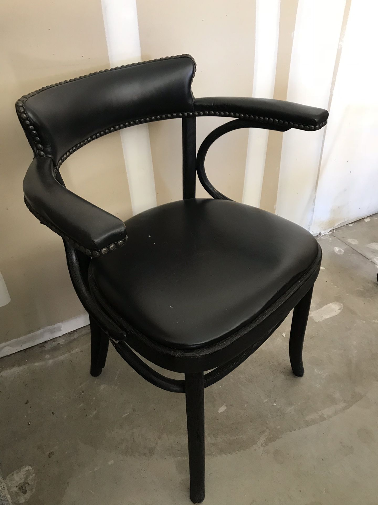 Set of 2 - Black leather w/nailhead trim accent chairs