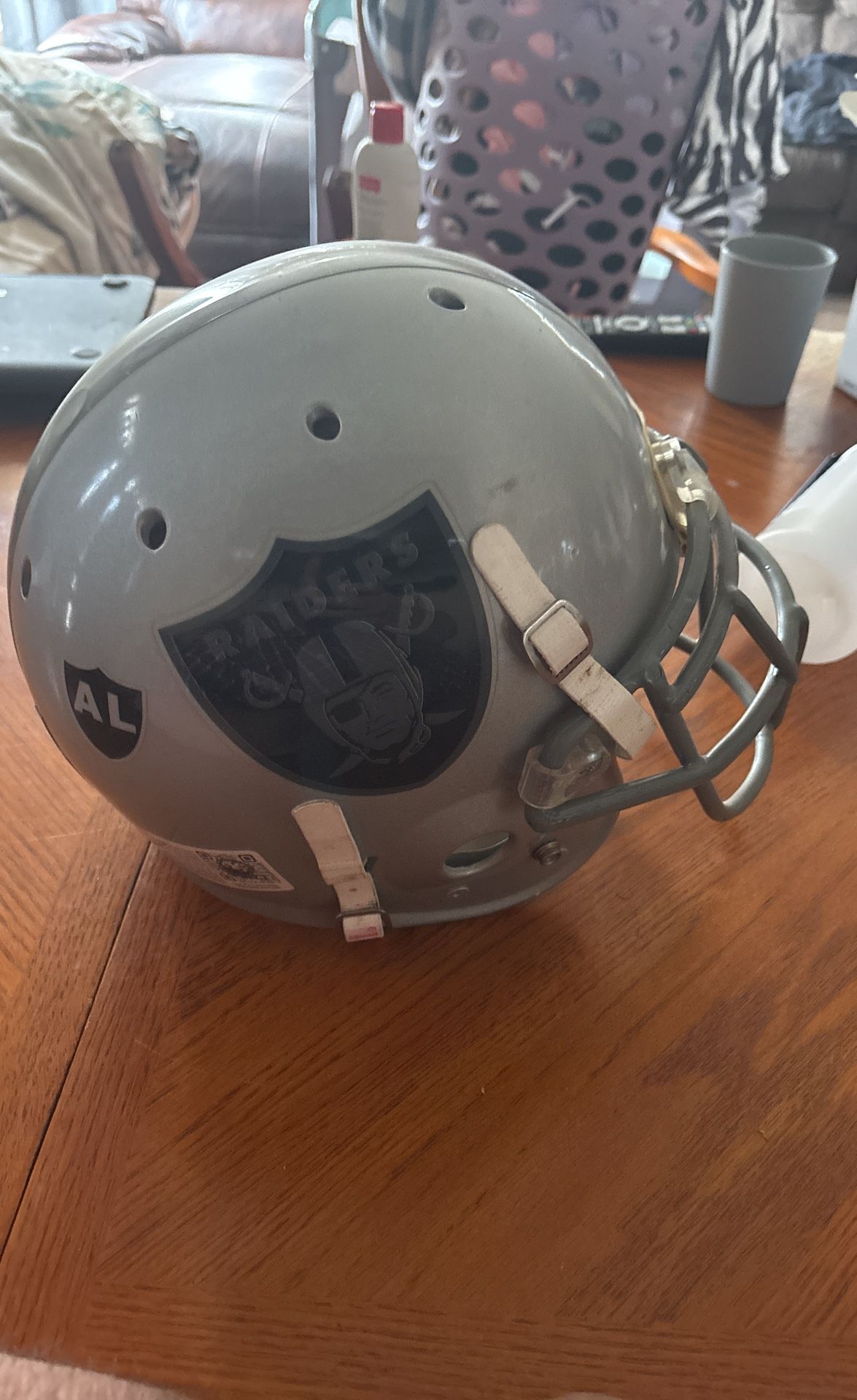 A custom raiders helmet