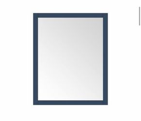 28 in. W x 36 in. H Rectangular Framed Wall Bathroom Vanity Mirror in Grayish Blue