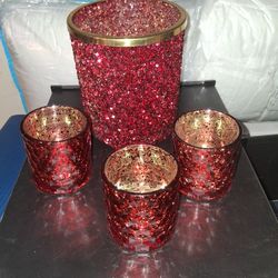 Candle Holder Set & Two Decorative Bowls 