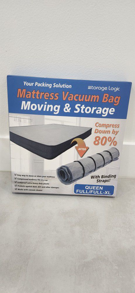 Queen/Full/Full-XL Foam Mattress Vacuum Bag for Moving, Vacuum Seal Mattress Bag with Straps