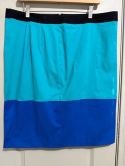 The Limited Exact Stretch Color Block Size 18 Pencil Skirt Business Office Blue