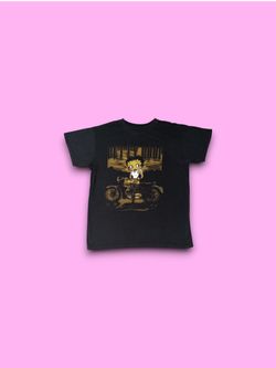 Betty Boop Motorcycle Graphic Print Cotton Men’s Black T-shirt Medium
