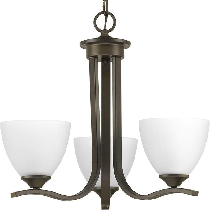 Progress Lighting Laird Collection 3-Light Etched Glass Traditional Chandelier Light Antique Bronze