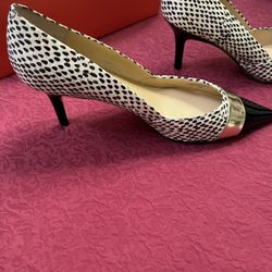 Ivanka Trump Nyles White Multi Snake leather heels NIB