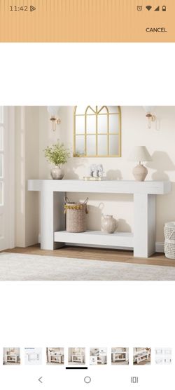 White Console Table with Bottom Shelf