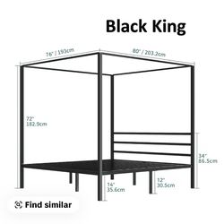 Black king size canopy frame