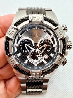 Invicta Bolt 29569 Men’s 52mm Stainless Steel Quartz Watch Black Silver  | New Battery! (Read)