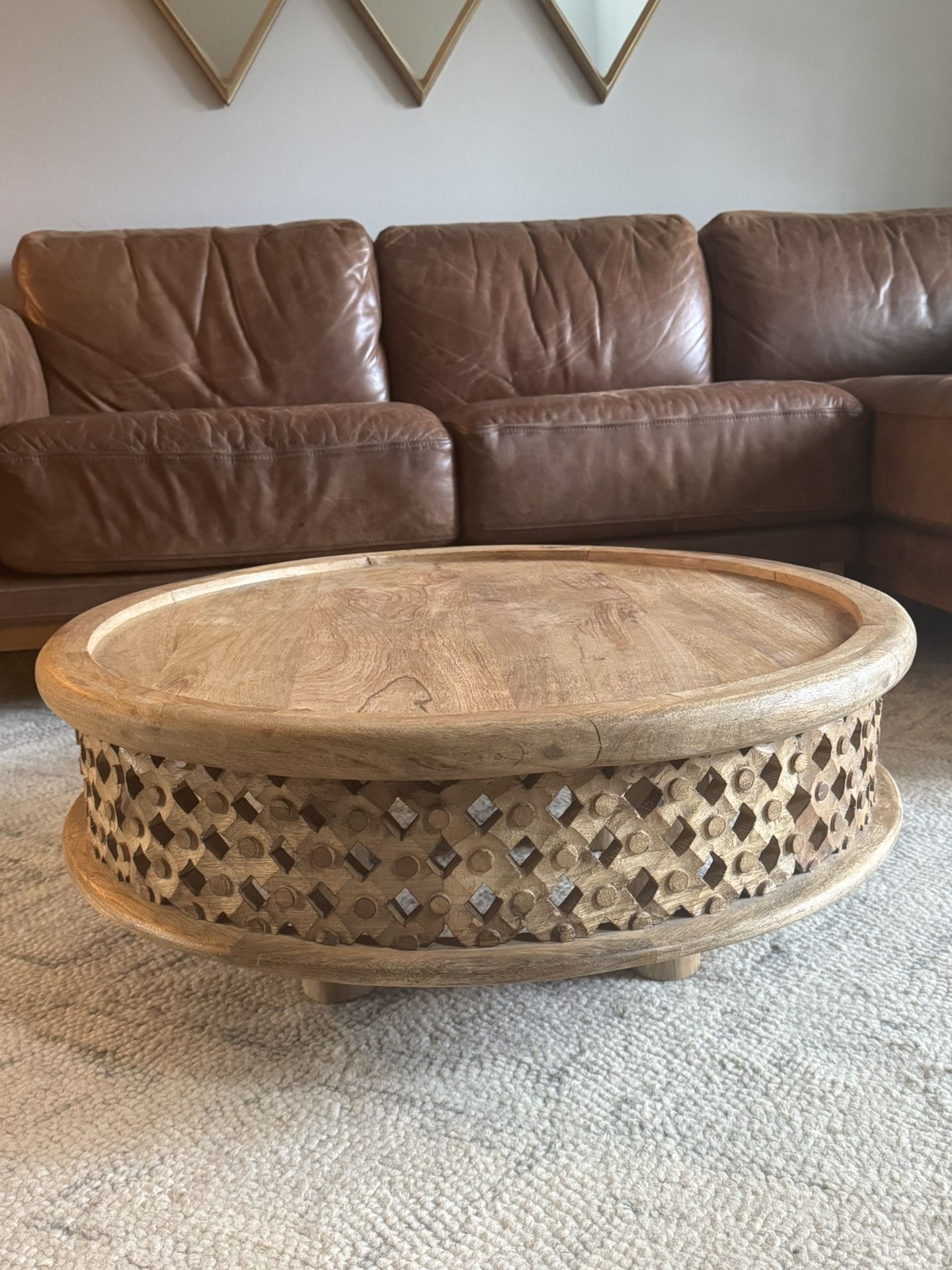 West Elm Hand Carved Mango Wood Coffee Table