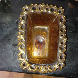 Vintage Amber Glass  Candy Dish 