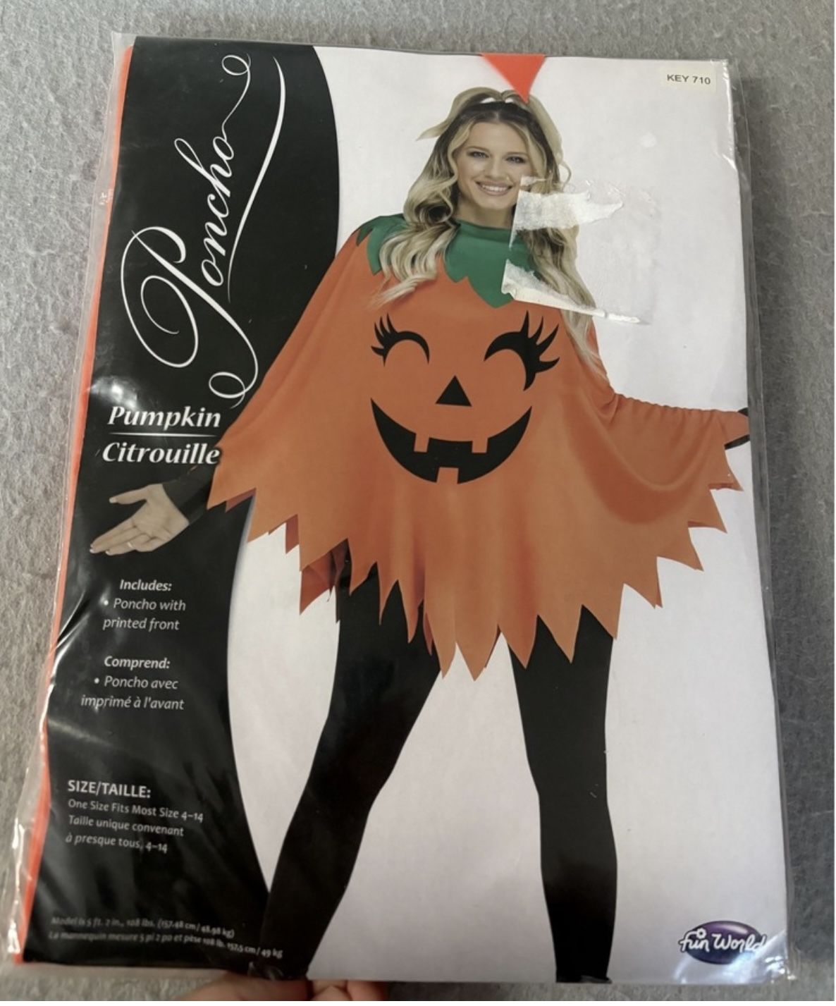 Fun World Poncho Women’s One size Pumpkin Halloween Costume
