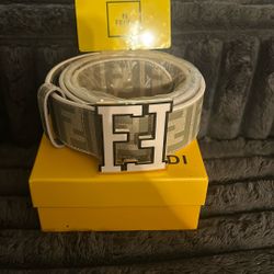 White Fendi Belt 