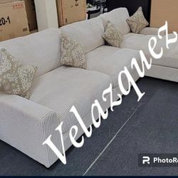 ✅️✅️ 3 pc beige wide welt cordury fabric modular sectional sofa chaise ✅️✅️