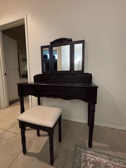 Dark cherry wood vanity