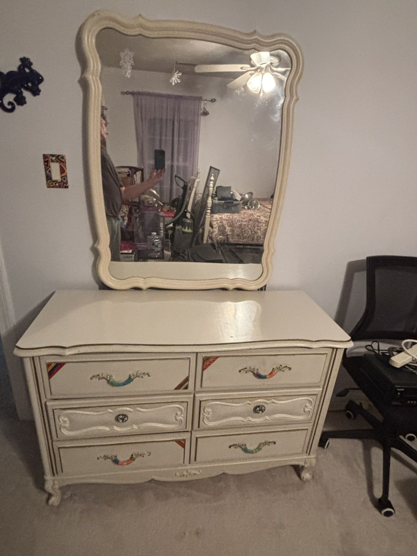 Dresser with mirror plus additional dresser with bookshelf above it