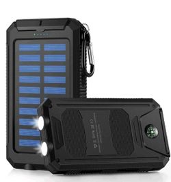 1  Solar Portable 2 Charging Port Power 2025 Bank with Flashlight Battery Pack Fast Charge 42800 mAh
