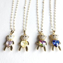Necklace Chain With Bear Pendant Gold Plated 