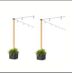 Set Of 2 New Open Box Step2 Firefly Outdoor String Light Pole Stand Planter