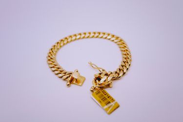 14 K Yellow Gold Cuban Link Solid Bracelet