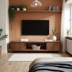 Walker Edison - 70" Mid-Century Modern Fluted-Door TV Stand for TVs up to 80" - Mocha