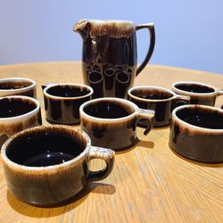 Vintage 1970's Pfaltzgraff Stoneware Coffee Set 9 Piece