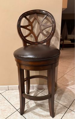 Wood and leather chairs