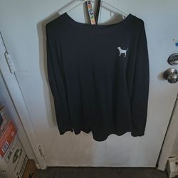 Victoria's secret Pink Black Long Sleeve Shirt with Dog Logo