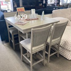 Beautiful! 5-pc Counter Height Dining Set Light Gray 