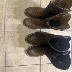 Two Pairs Full Quill Ostrich Boots 