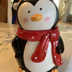 Christmas Penguin Cookie Jar