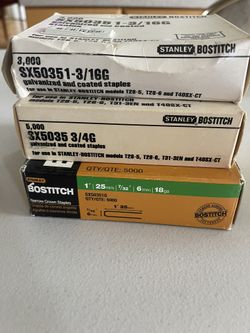 Lot Of Stanley Bostitch Narrow Crown  Galvanized And Coated Staples