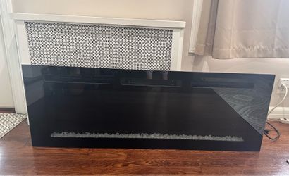 Portable electric fireplace recessed and wall mounted