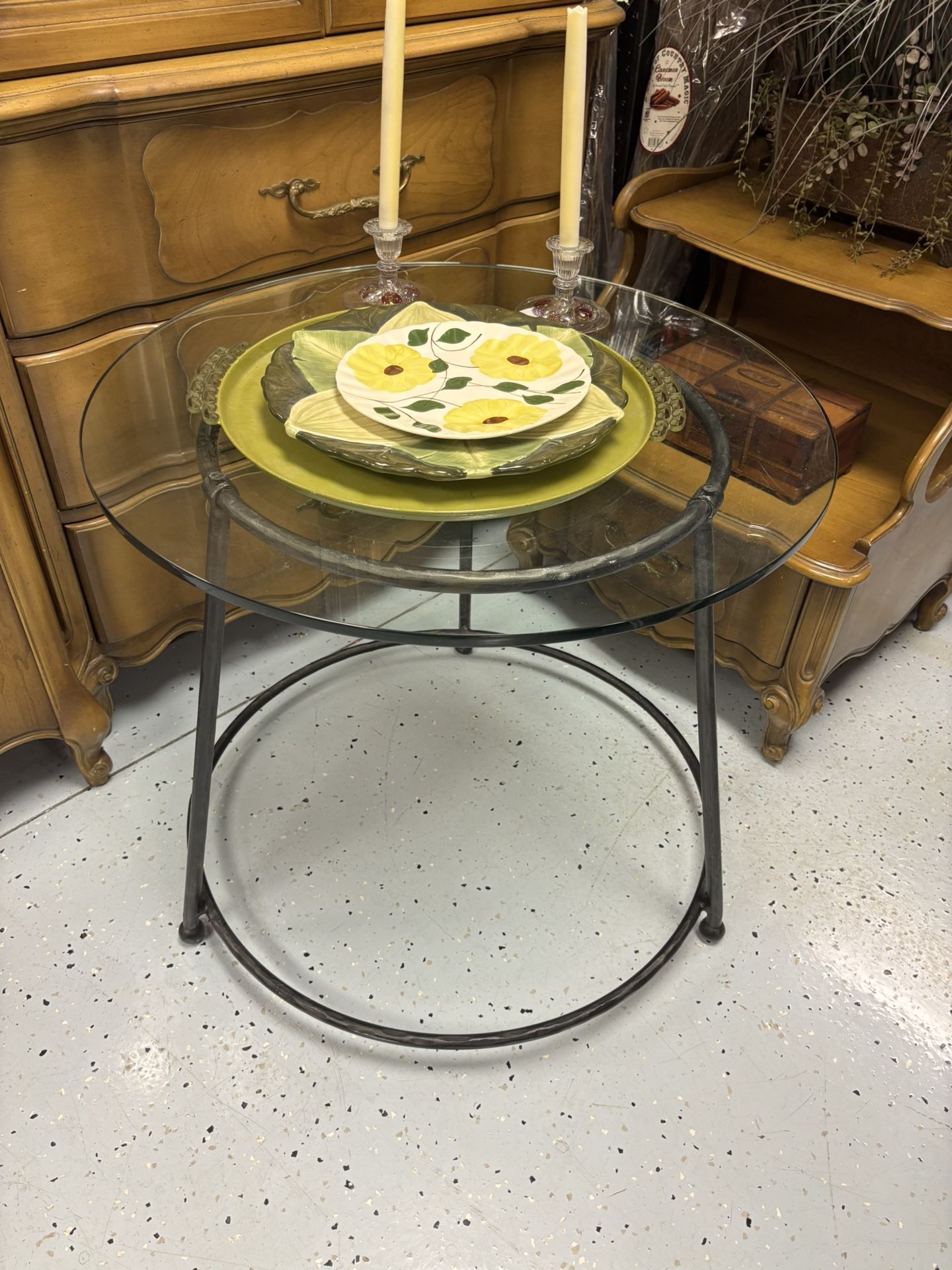 Iron/ Glass Accent Table