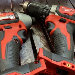 Milwaukee M18 18-Volt Lithium-Ion Cordless 1/4 in. Hex Impact Driver & 18-Volt Lithium-Ion Cordless 1/2 in. Drill Driver (Tool-Only)