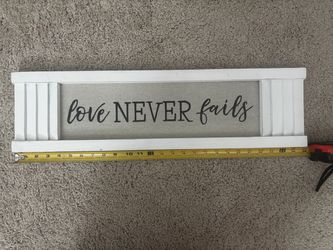 Love never fails wood framed sign decor