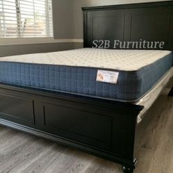 Queen Black Alina Bed With Ortho Mattress Included!!