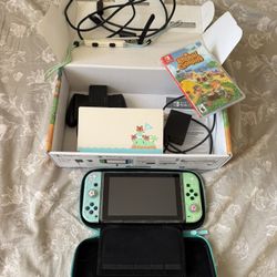     Nintendo Switch Animal Crossing Edition Bundle (Console, Game, Case, Protector) 