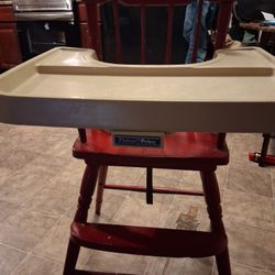Fisher Price Red Wooden High Chair