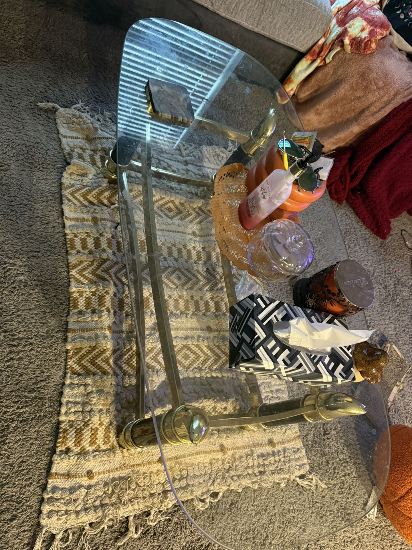 Black And Gold Glass Top Coffee Table 