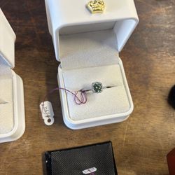 Emerald and Diamond Moissanite Ring 