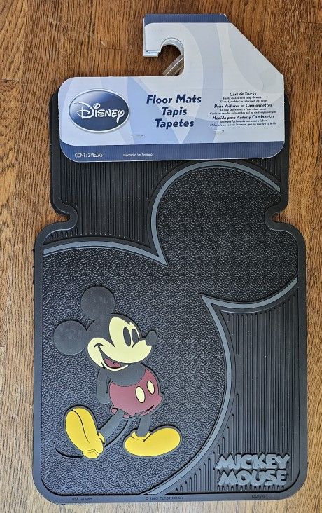 NEW - Disney Mickey Mouse Vintage Car Mats and Steering Wheel Cover Set