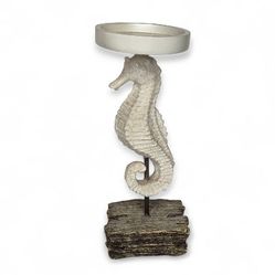 Kohl's Nautical Coastal Beachy White Seahorse Pillar Candle Holder Decor