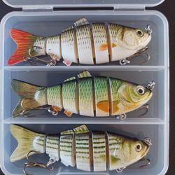 Brand New Multi Jointed Swimbait Fishing Lures 3pack Lot With Box 