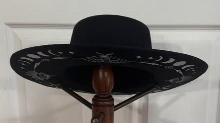 Black Modern Witch Hat with White Mystic Symbols Costume just $5