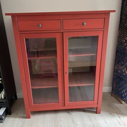 Ikea Wood Cabinet Glass Doors Red