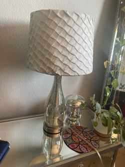 mercury glass silver and white table top lamp glam chic