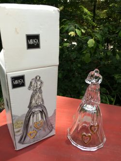 Glass wedding bell bride and groom