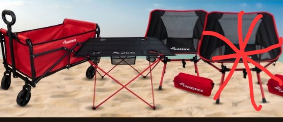 Folding Beach Wagon and Table Set