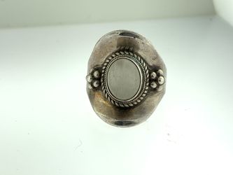 ~ STERLING SILVER OVAL GENUINE MOONSTONE SOLITAIRE RING estate ~